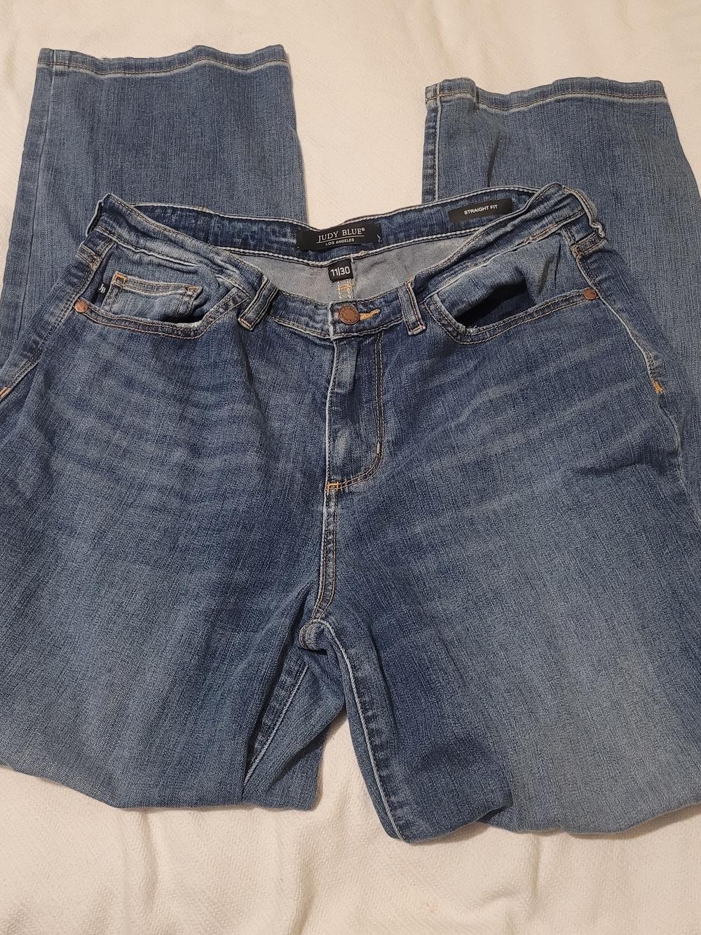 Judy Blue Medium Blue Denim Jeans with Tan Stitching